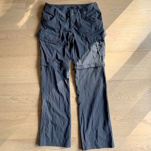 prAna Womens SZ 2 Convertible Zip Off Cargo Hiking Pants Capri Shorts Stone Gray